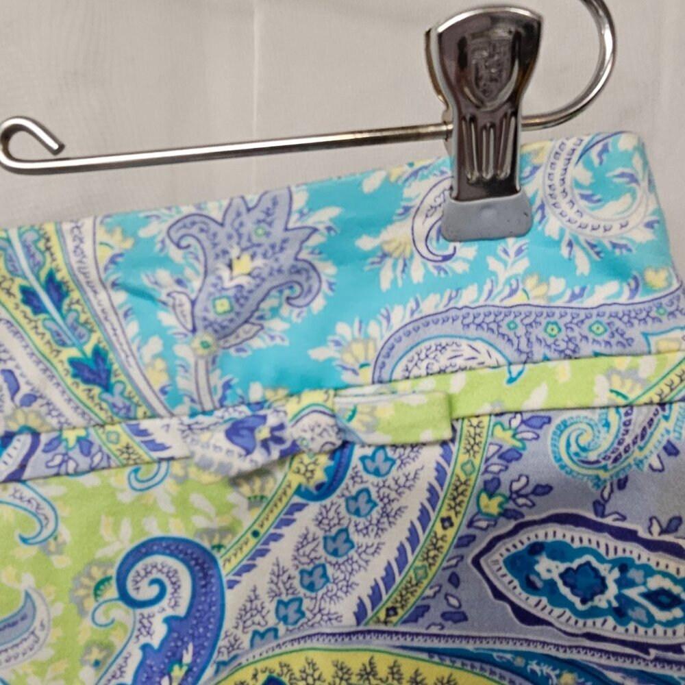 Alanni Blue Green Paisley Skort Boho Floral Retro Mod 10 - Picture 3 of 12